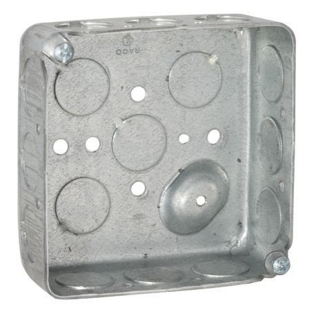 Raco 190 Electrical Box, Steel, 4 Square, 1/2 In. Knockouts, 1